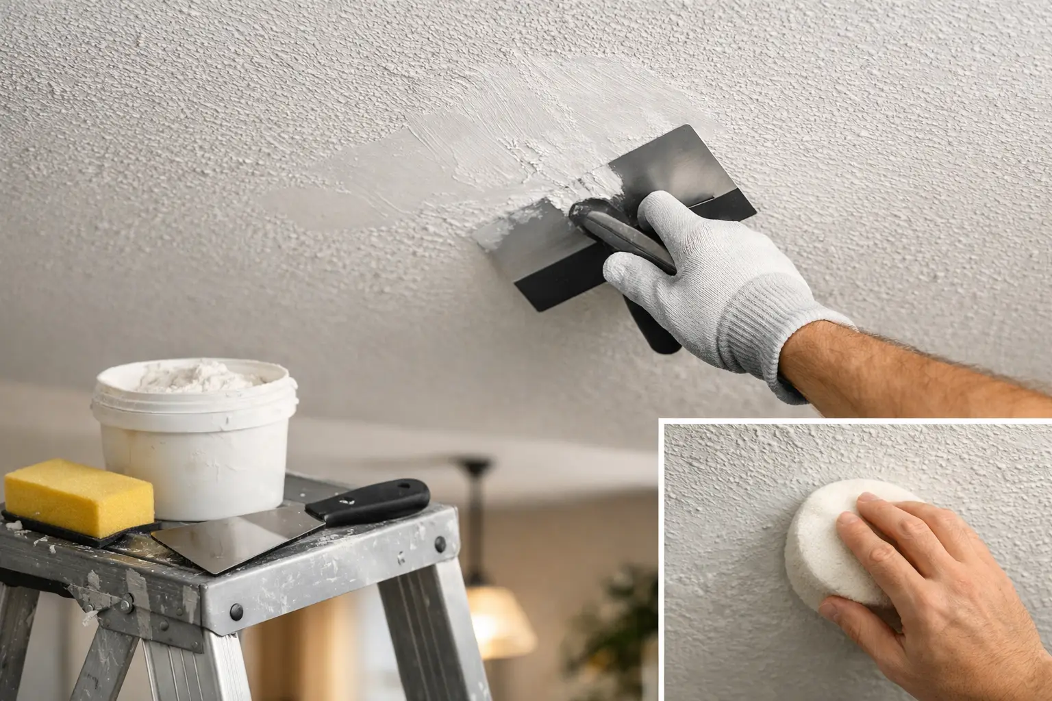 How to Repair Ceiling Texture Without a Patchy Spot